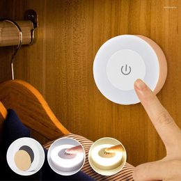 Night Lights Mini LED Soft Light Sensor USB Rechargeable Magnetic Base Wall Portable Round Dimming Lamp Room Decor