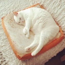 Furniture Novelty Pet Soft Sponge Cushion Mat Toast Bread Shaped Creative Washable Mattress Cat Dog Sleep Play Rest Seat Bed Pad Xmas Gift