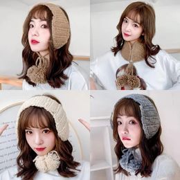 Ins Cute Knitted Ear Bag Soft Sister Strap Ear Muffs Autumn and Winter Ear Protection Warm and Velvet Earmuffs Female Retro 240108