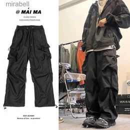 Men's Pants Baggy Cargo Pants for Men Red Black Gray Straight Trousers Male Vintage Hip Hop Streetwear Classic Style YQ240108