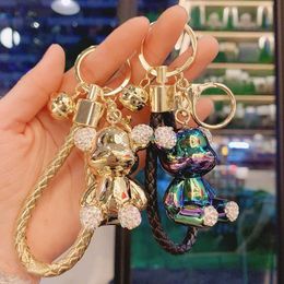 Key Rings Colourful Bear Keychain Couples Gift Key Chain Animal Doll Key RFor Bags Creative Fashion Cool Car Accessories Pendant J240108