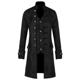 Men's Jackets Mens Jacket Tops Long Sleeve Mediaeval Costume Overcoat Polyester Regular Vintage Cosplay Keep Warm