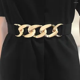 Belts Woman For Dress Waist Belt Elegant Elastic Wide Women Gold Ring Buckle Decorative Fashion