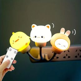 USB Small Night Light Cute Cartoon Small Night Light Rabbit Bear Cat Remote Control Bedroom Decoration Bedside Lamp Christmas Gift for event holding /shops/stores