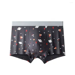 Underpants Mens Boxer Shorts Christmas Print Well-looking Underwear Briefs Soft Sexy Breathable Elasticity U Pouch Home Wear