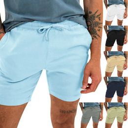 Men's Shorts 2024 Fashion Men Cotton Linen Summer Male Beach Casual Solid Color Basic Pocket Street Designer Streetwear