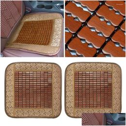 Car Seat Covers Ers 2Pack Wooden Er Mas /Back Cooling Mat Office Cushion Supplies Drop Delivery Automobiles Motorcycles Interior Acces Otxma
