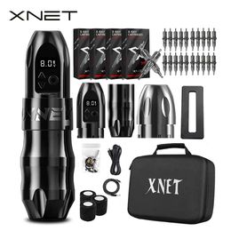 Xnet Titan Wireless Tattoo Machine Pen Kit Coreless Motor with 38mm Grip 2400mAh Battery 80pcs Mixed Cartridge Needles 240108