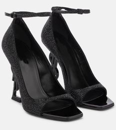 2024 Summer Famous Brand Opyum Sandals Shoes Crystal-embellished Ankle Strappy High Heels Party Dress Wedding Lady Elegant Walking EU35-43
