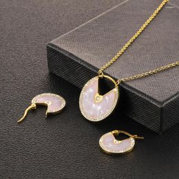 Pendant Necklaces Earrings For Women Fresh And Versatile Elegant High-end Niche White Fritillaria Necklace Set