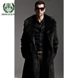 Winter Faux Fur Long Trench Coats for Men Jacket Warm Thicken Fluffy Faux Fuzzy Coat Cardigan Parka Outwear Chaquetas Hombre 240106