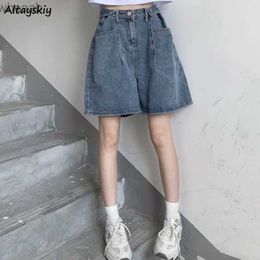 Women's Shorts High Waist Denim Shorts Women Baggy A-line Loose All-match Teen Girls Wide Leg Trousers Female Zipper-fly Chic Casual Retro New YQ240108