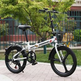 Bikes 20Inch folding bicycle Male/female adult student Child bike Variable speed disc brake portable bikeL240105