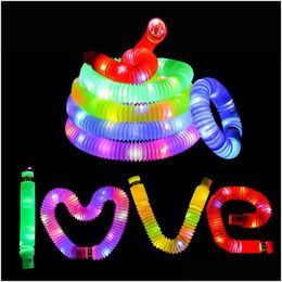 Other Festive Party Supplies Diy Luminous Pop Tubes Led Fluorescent Colour Retractable Plastic Tube Kids Sensory Toys Adts Child Re Dhp91