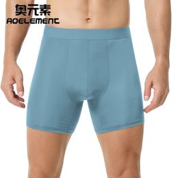 Mens sports underwear mens extended anti wear leg flat corner pants ice silk enlarged and fat added square breathable bottom 240108