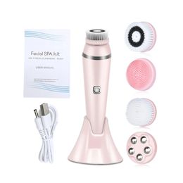 4 in 1 Electric Cleansing Brush Sonic Waterproof Rotate Rechargeable Face Cleaning Tool Pore Cleaner Skin Machine 240108