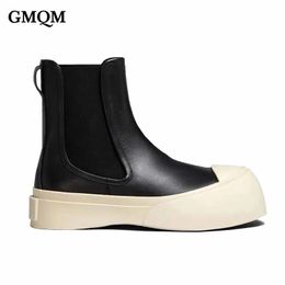 GOGD Platform Fashion Womens Ankle Boots Casual Black Trainers Sneaker SlipOn Chelsea Elastics Band Sports Booties 240108