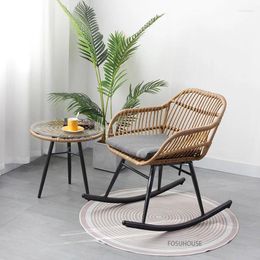 Camp Furniture Modern Rattan Rocking Chair For Outdoor Garden Courtyard Leisure Lazy Household Balcony Chairs