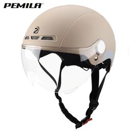 PEMILA Men Women Cycling Helmet With Goggles Lens Bicycle Helmet MTB Road Bike Reflective sticker E-Bike Motorcycle Bike Helmet 240106
