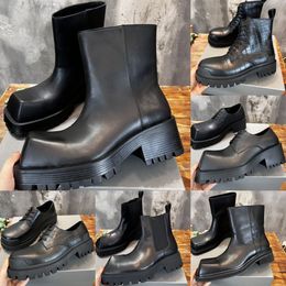 Stivali di avvio Chelsea Rhino Derby Tractor Trooper Boot Designer Boots Stivali Stivali opachi in pelle nera nera bassa bassa con bottini a bassa dimensione 39-45