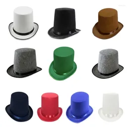 Berets Western Fedora For Men Women Unisex Wear Vintage Top Hat Solid Color Y1UA