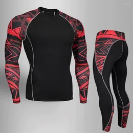 Men's Thermal Underwear Running Suit Brand 2024 MMA Clothing Men Sweatsuits Training T Shirt Stretch Breathable Winter Sports Rash Guard