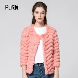 Fur CR003 New Autumn Women Candy Colour Real Rabbit Fur Coat Vest The Kintted Free Shipping Black 5colors