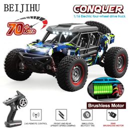 70KMH Or 50KMH 1 16 4WD Rc Car 4x4 Off Road Brushless Remote Control Truck Electric High Speed Drift VS Wltoys 124016 Toy 240106