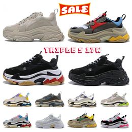 Luxury Designer Shoes Triple S Sneakers Luxury Casual Men Shoes Clear Sole Black White Beige Vintage Dad Old Casual Shoes Outdoor Platform Jogging Women Sneakers