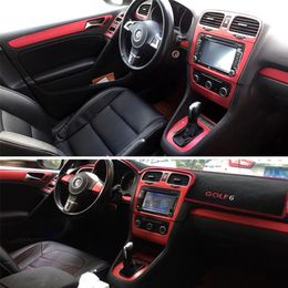 for Volkswagen VW Golf 6 GTI MK6 R20 Interior Central Control Panel Door Handle Carbon Fibre Stickers Decals Car styling 260m