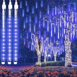 Strings 8 Tubes LED Meteor Shower Rain String Lights Waterproof Outdoor Christmas Decorative Tree Fairy Garland Light