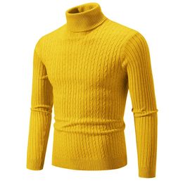Winter Men's Turtleneck Sweater Casual Men's Knitted Sweater Keep Warm Fitness Men Pullovers Tops 240108