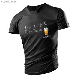 Men's T-Shirts Four Seasons fashion outdoor street casual sports 2D printed beer adult large size men's short sleeve T-shirt quick dry loose T240108