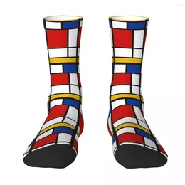 Men's Socks All Seasons Crew Stockings De Stijl (Mondrian Inspired) Harajuku Crazy Hip Hop Long Accessories For Men Women Gifts