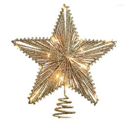 Christmas Decorations Star Tree Topper 3D Hollow With Light Strips Creative