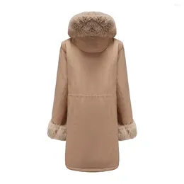 Women's Trench Coats Winter Jackets Women Cotton Padded Clothes Female Clothing Long Wool Liner Hooded Slim With Fur Collar Warm Snow Wear