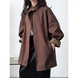 Women's Trench Coats SuperAen High-end Elegant Stand Up Collar Coat For Women Japan Style Oversize And Jackets