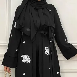 Ethnic Clothing Embroidered Chiffon Coat Muslim Set Dubai Abaya Turkey Women Abayas Islam Women's Two Pieces Female Moroccan Kaftan