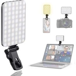 Gadget 120 LED High Power Rechargeable Fill Video with Front Back Clip Adjusted 3 Light Modes for Phone Ipad