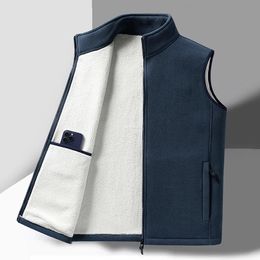 Fashion Plus Size Male Warm Waistcoat Fleece Vest Men's Lamb Cashmere Warm Sleeveless Coat Men Brand Clothing Winter Vest 240106