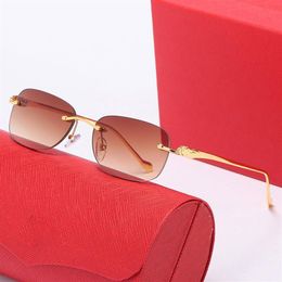 Designer Sunglasses carti glasses Gold silver Leopard head Women MenSunshade Composite Metal Rimless Optical Frame Classic Latest 288g