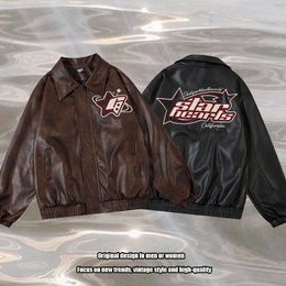 TKPA American vintage brand faux leather racing jacket high street motorcycle style men's and women's spring autumn