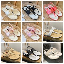 Designer Sandals Designer Flats Frauen Paris Französische Designerinnen Frauen Pantoffeln Clip Zehen Sandalen Sommer Tied Damen Schuhe Strand Freizeit Frau Luxuskanal Flip Flops