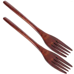 Forks 2Pcs Natural Wooden Household Large Cooking Mixing Cookware