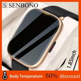 Watches SENBONO 1.85inch Large Screen New Smart Watch Men Body Temperature Fitness Tracker Waterproof Smartwatch for Women Android iOS