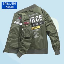 Men's Bomber Jackets Hip Hop Tactical Army Military Motorcycle Jacket Ma-1 Pilot Cotton Coats Male Baseball Big Size 240106