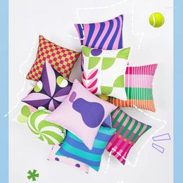 Pillow Creative Dopamine Colour Pillowcase Imitation Linen Digital Printing Throw Pillows Cover Home Decor Sofa Chair