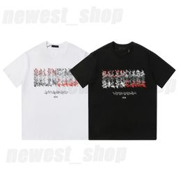 designer Mens t-shirts summer T shirt luxury geometry classic red letter paris black white tshirts simple clothing Casual 100% cotton oversize tee top