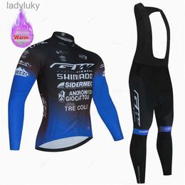 Cycling Jersey Sets -Thermal Fleece Cycling Clothes for Men Gw Team Jersey Suits Outdoor Riding Bike MTB Bib Pants Sets WinterL240108
