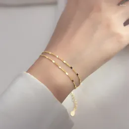 Link Bracelets 2024 Stainless Steel Double Layers Bracelet For Women Temperament Elegant Sweet Chain Korean Japan Jewellery